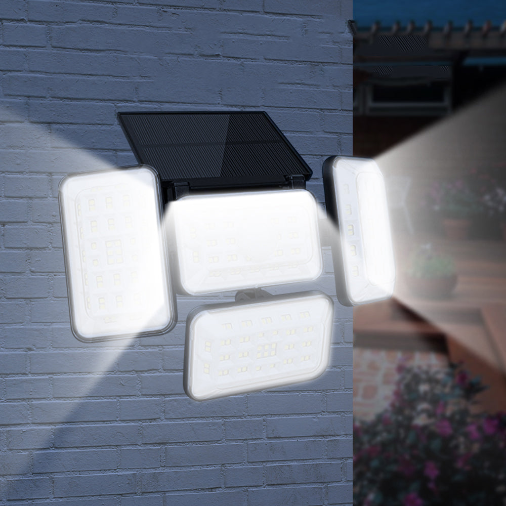 4 Head Solar Powered Motion Sensor Outdoor Flood Lamp