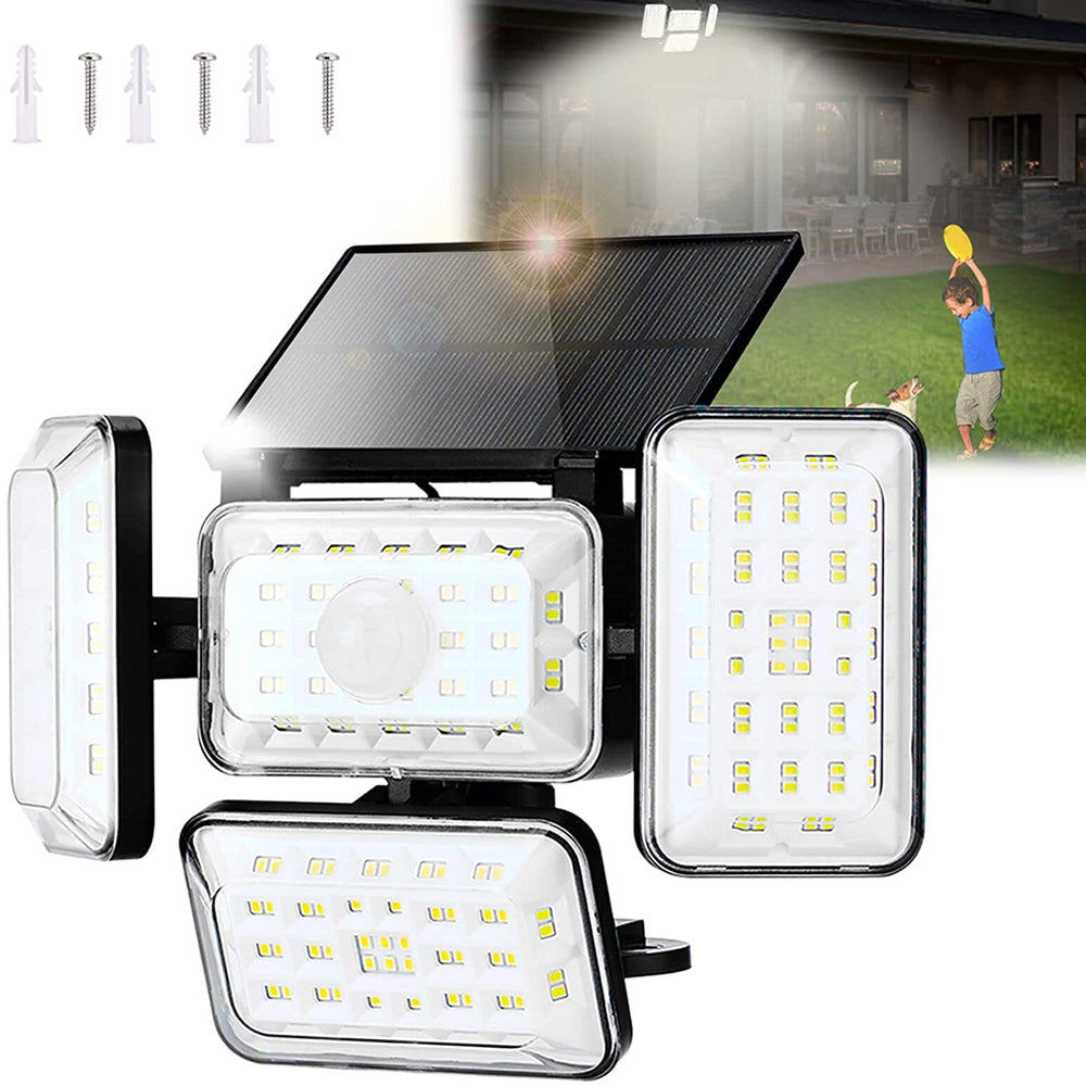 4 Head Solar Powered Motion Sensor Outdoor Flood Lamp