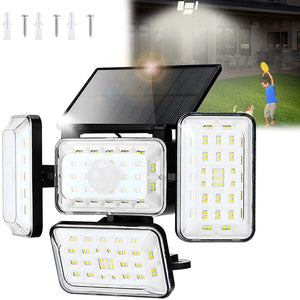 4 Head Solar Powered Motion Sensor Outdoor Flood Lamp