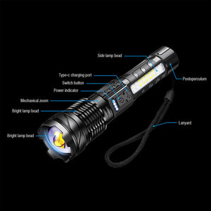 30W 14Led Tactical Flashlight White Laser Torch Lamp Usb Charging