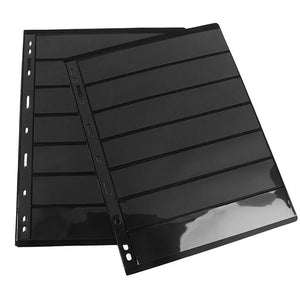 10 Sheets 7 Binder Hole Double Sided Stamp Album Collection Holder Black Pvc