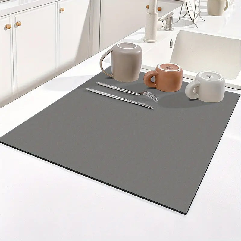 Non Slip Kitchen Dish Drying Matt For Countertop And Coffee Bar Absorbent Rubber