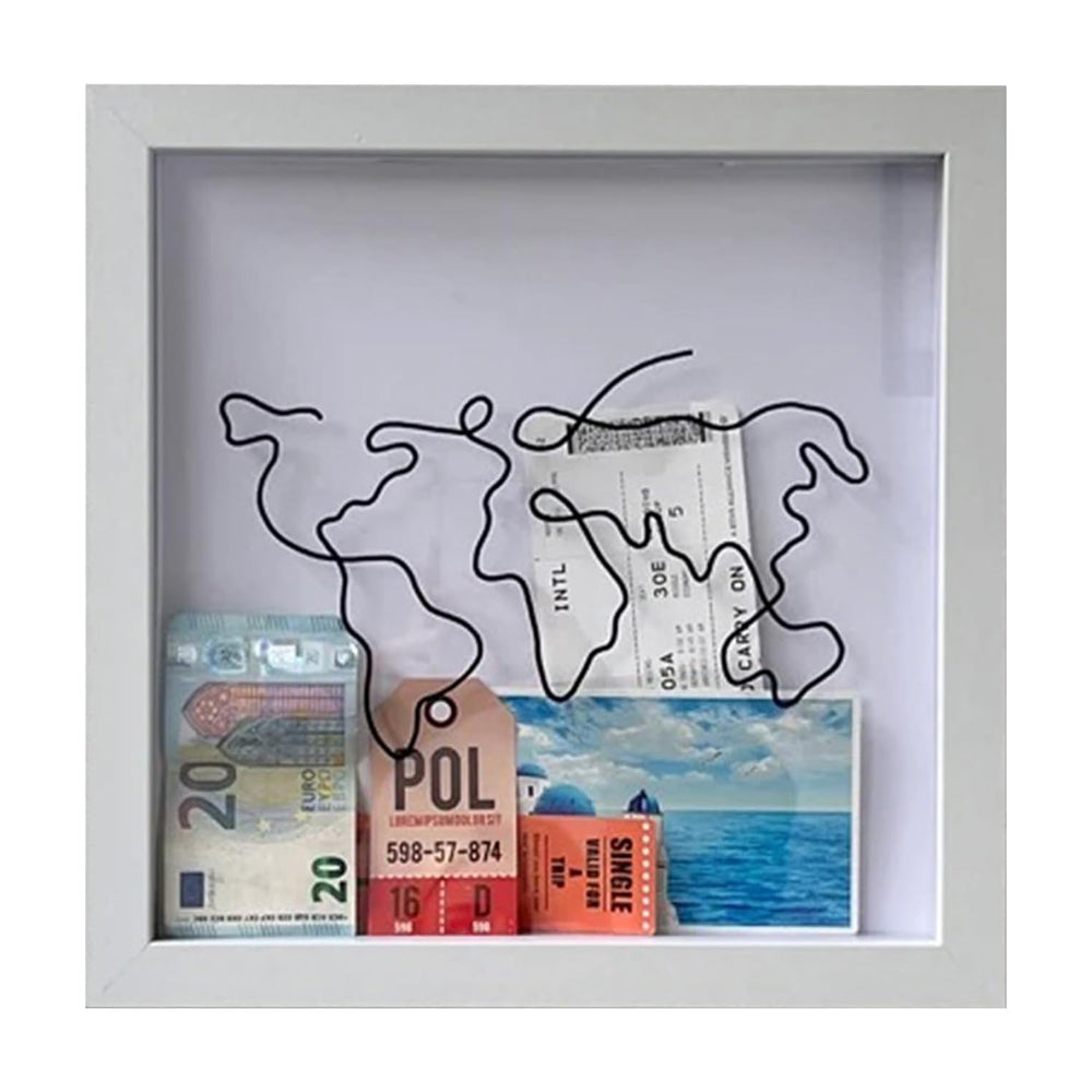 Adventure Archive Box Wood Frame Travel Tickets Keepsakes Storage