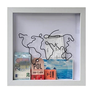 Adventure Archive Box Wood Frame Travel Tickets Keepsakes Storage