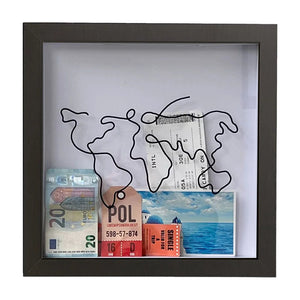 Adventure Archive Box Wood Frame Travel Tickets Keepsakes Storage