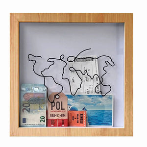 Adventure Archive Box Wood Frame Travel Tickets Keepsakes Storage