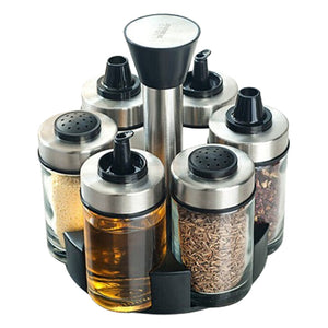 360 Rotating Glass Oil And Vinegar Dispenser Set Of Bottles