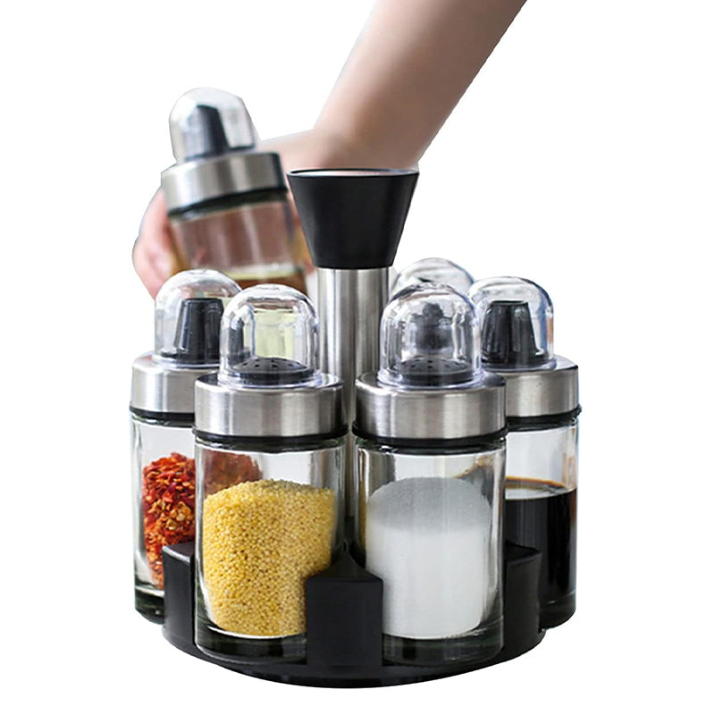 360 Rotating Glass Oil And Vinegar Dispenser Set Of Bottles