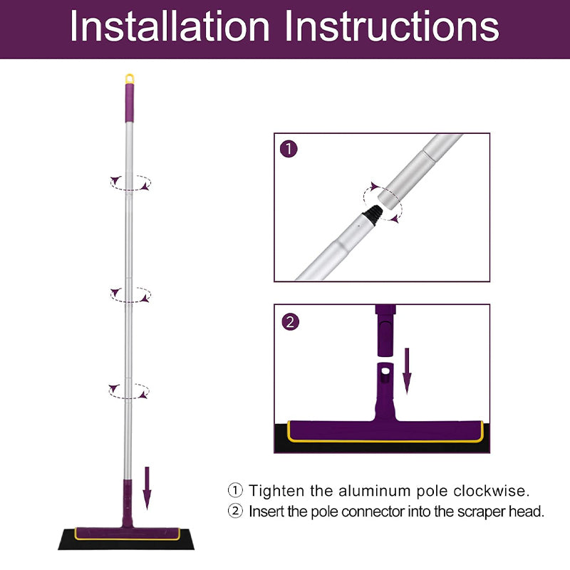 Extendable Handle Floor Squeegee Broom Ideal For Household And Tile Cleaning