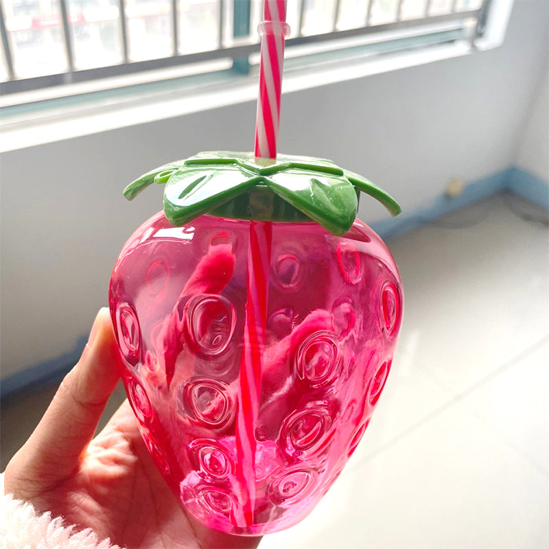 10Pcs Plastic Strawberry Pineapple Drinking Cup With