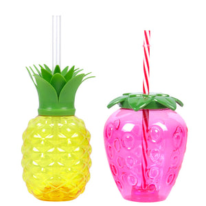 10Pcs Plastic Strawberry Pineapple Drinking Cup With