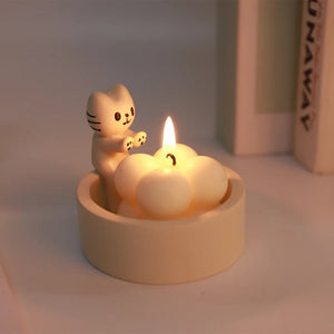 Durable High Tempe Cartoon Cute Kitten Candlestick Aromatherapy Holder