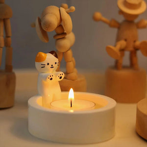 Durable High Tempe Cartoon Cute Kitten Candlestick Aromatherapy Holder