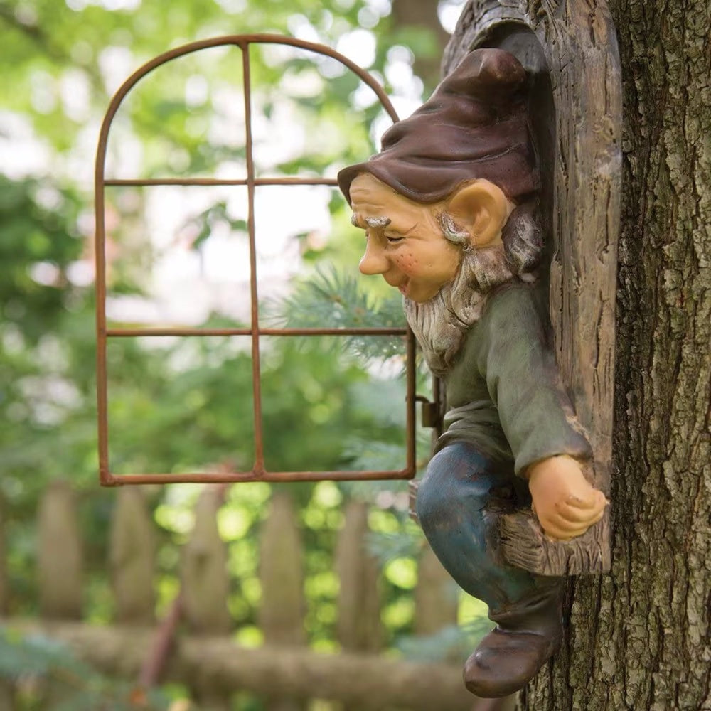 Garden Statue Elf Go Out Tree Hug Porch Decoration