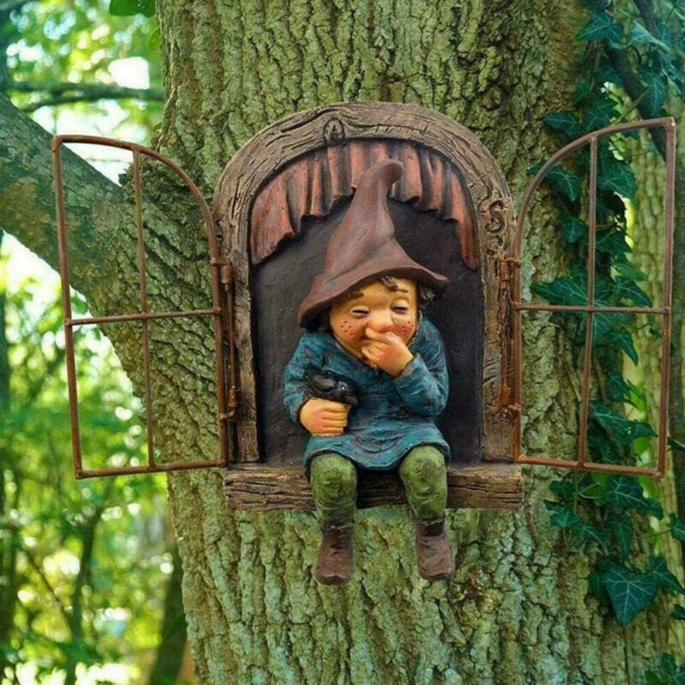 Garden Statue Elf Go Out Tree Hug Porch Decoration