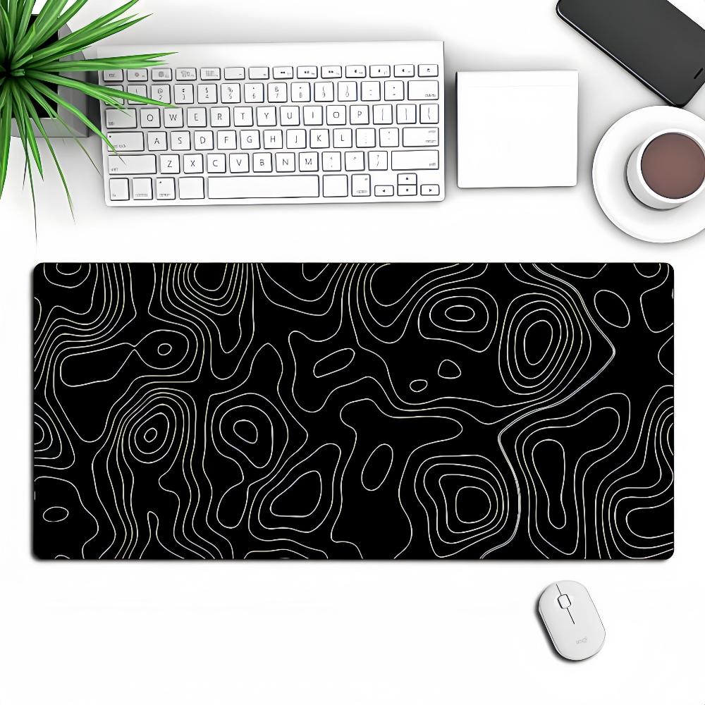 Anti Slip Topographic Black And White Mouse Pad For Keyboard 30X80cm