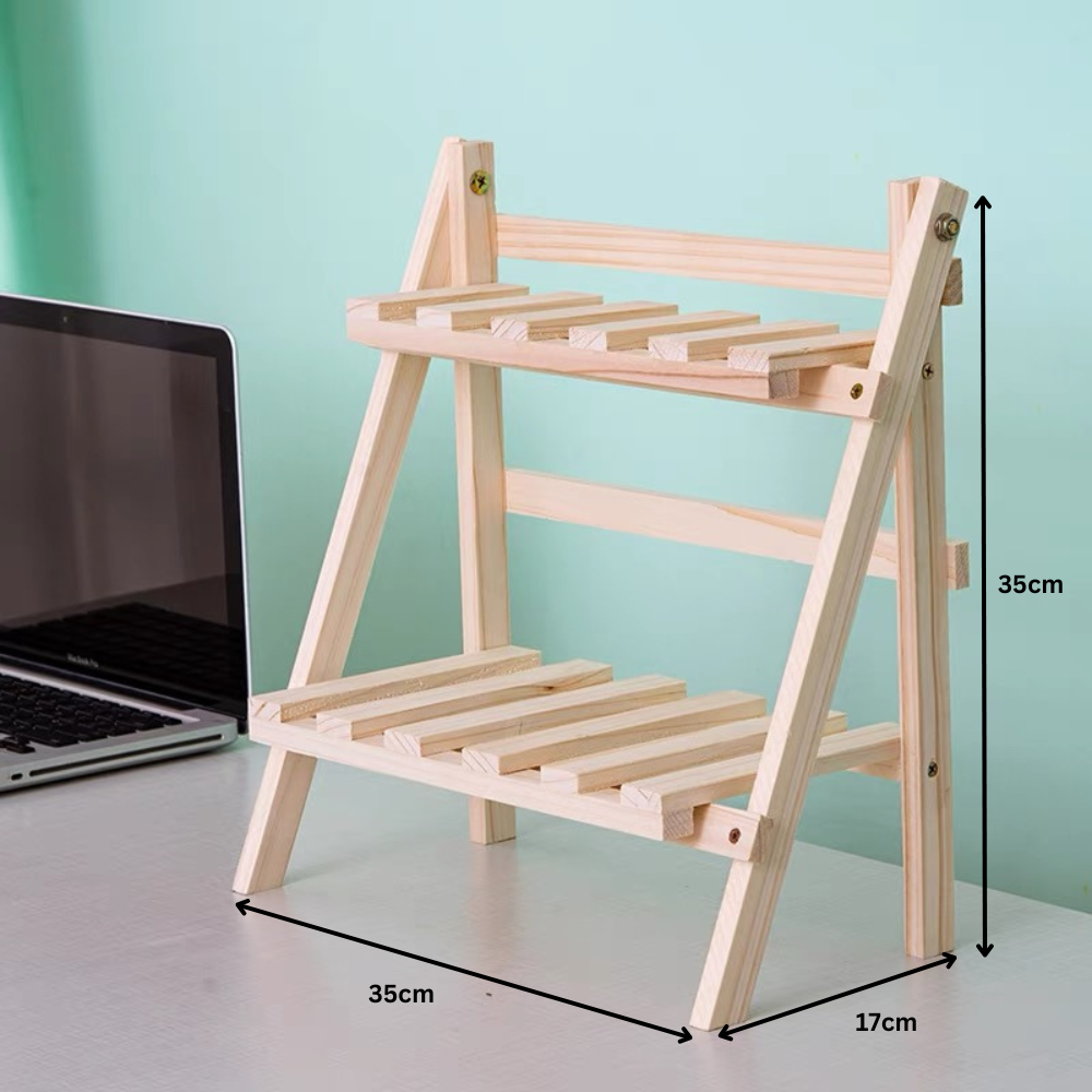 2 Tier Wooden Desktop Storage Shelf