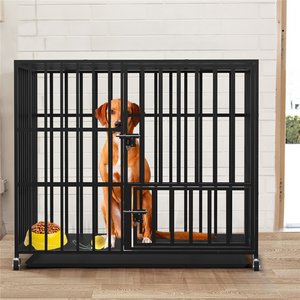 Heavy Duty Pet Dog Cage Strong Metal Crate Kennel Playpen With Wheels &Tray