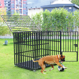 Heavy Duty Pet Dog Cage Strong Metal Crate Kennel Playpen With Wheels &Tray