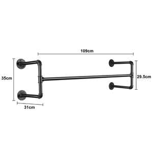 Industrial Pipe Clothes Rack Wall Mounted Detachable Garment