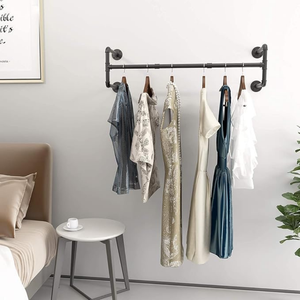 Industrial Pipe Clothes Rack Wall Mounted Detachable Garment