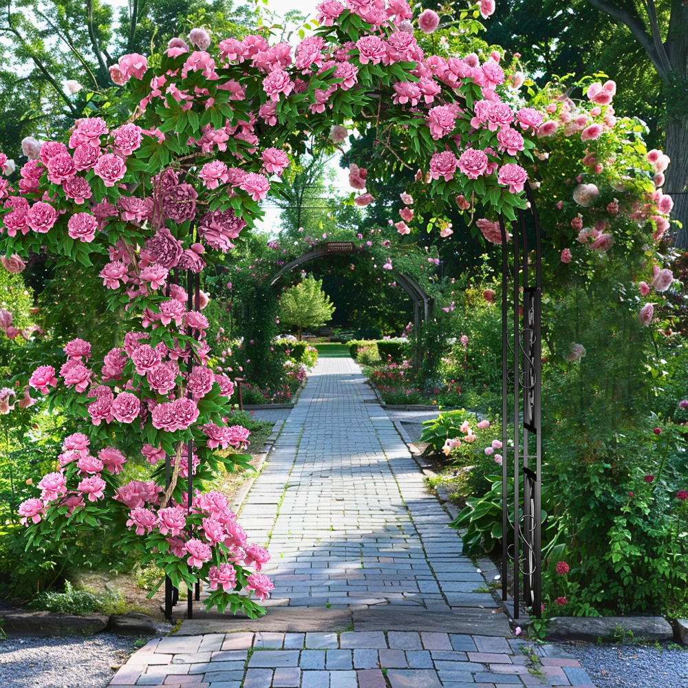 Garden Arches Outdoor Black Metal Arbor For Climbing Plants