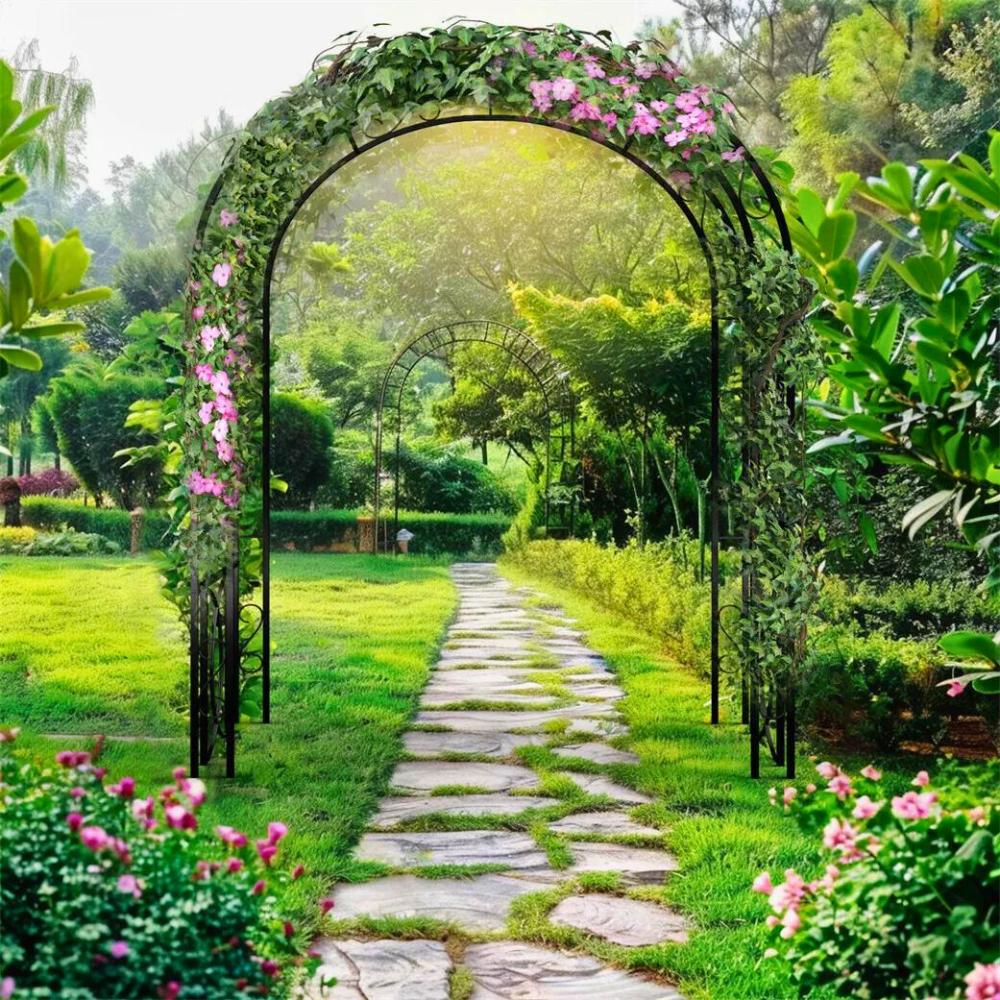 Garden Arches Outdoor Black Metal Arbor For Climbing Plants