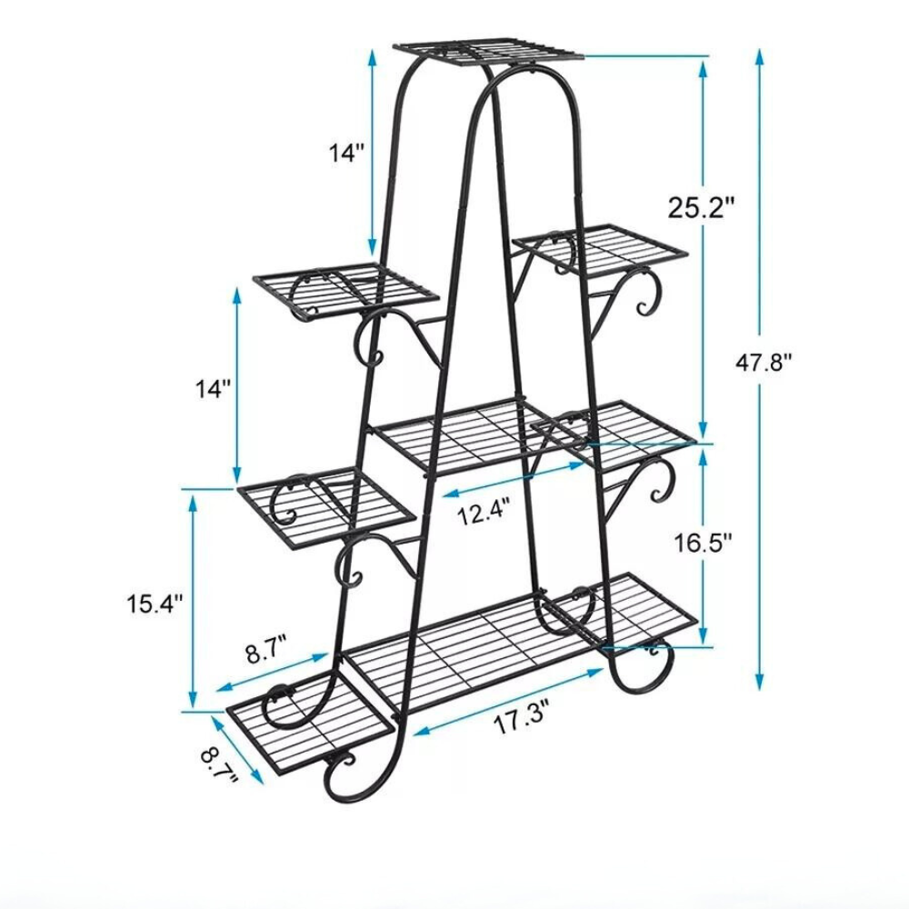 9 Tier Metal Plant Shelf Stand Multilayer Potted Display Rack Patio