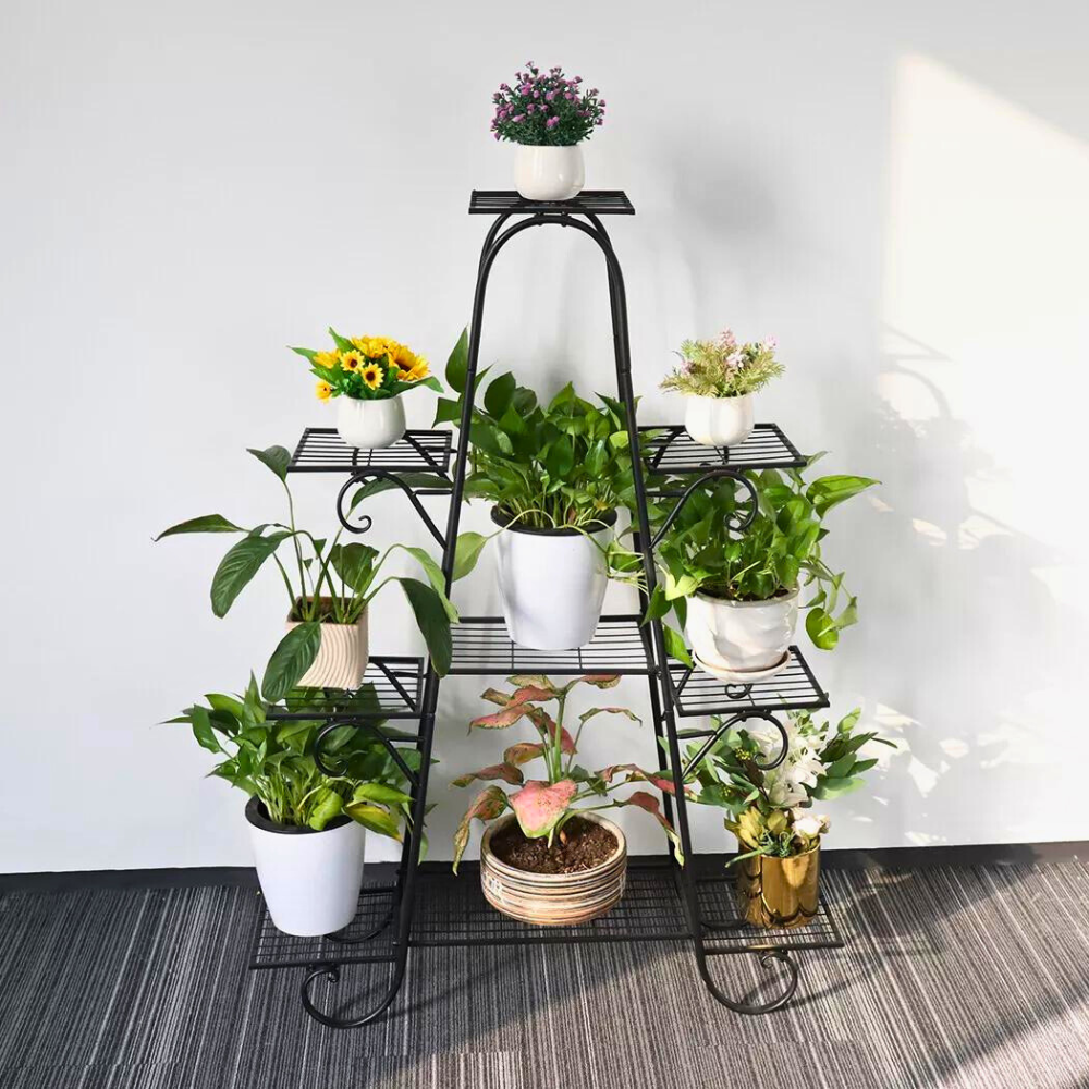 9 Tier Metal Plant Shelf Stand Multilayer Potted Display Rack Patio