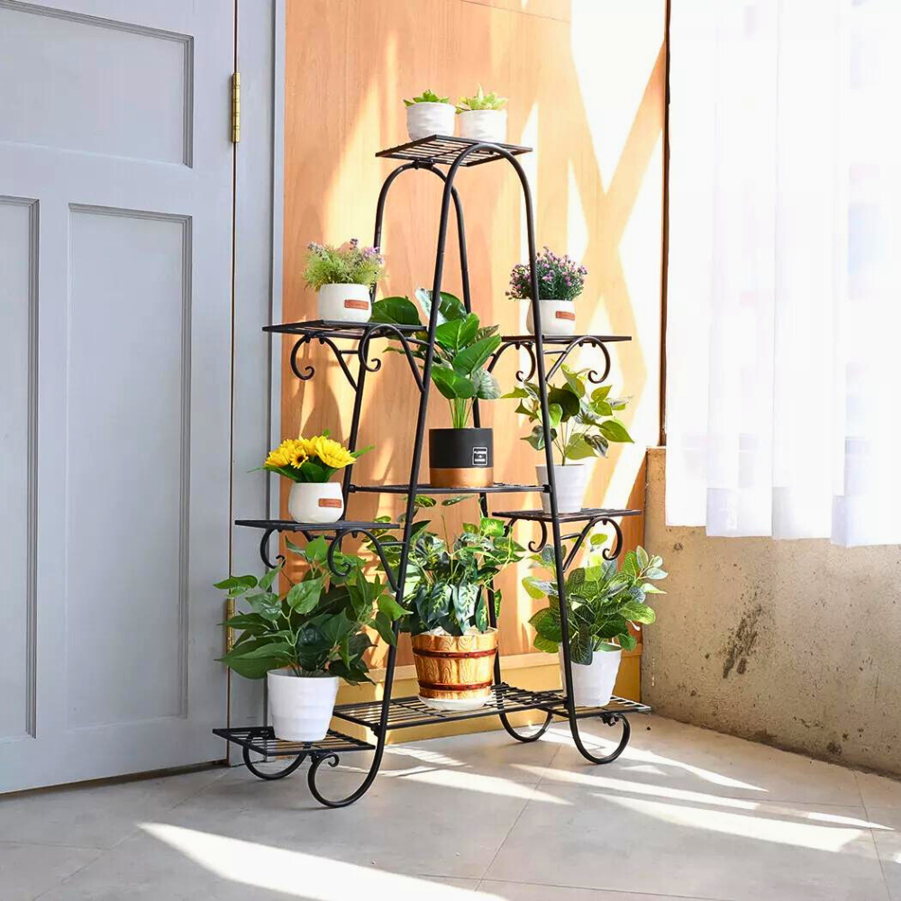 9 Tier Metal Plant Shelf Stand Multilayer Potted Display Rack Patio