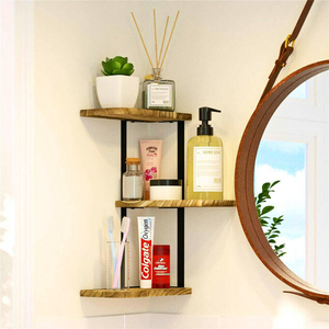 Rustic Industrial Wood Shelf Wall Mount Corner Rack