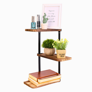 Rustic Industrial Wood Shelf Wall Mount Corner Rack