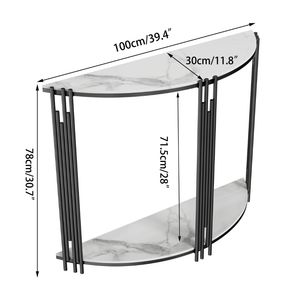 Half Moon Tiered Real Marble Entry Console Table Hallway Entryway Furniture