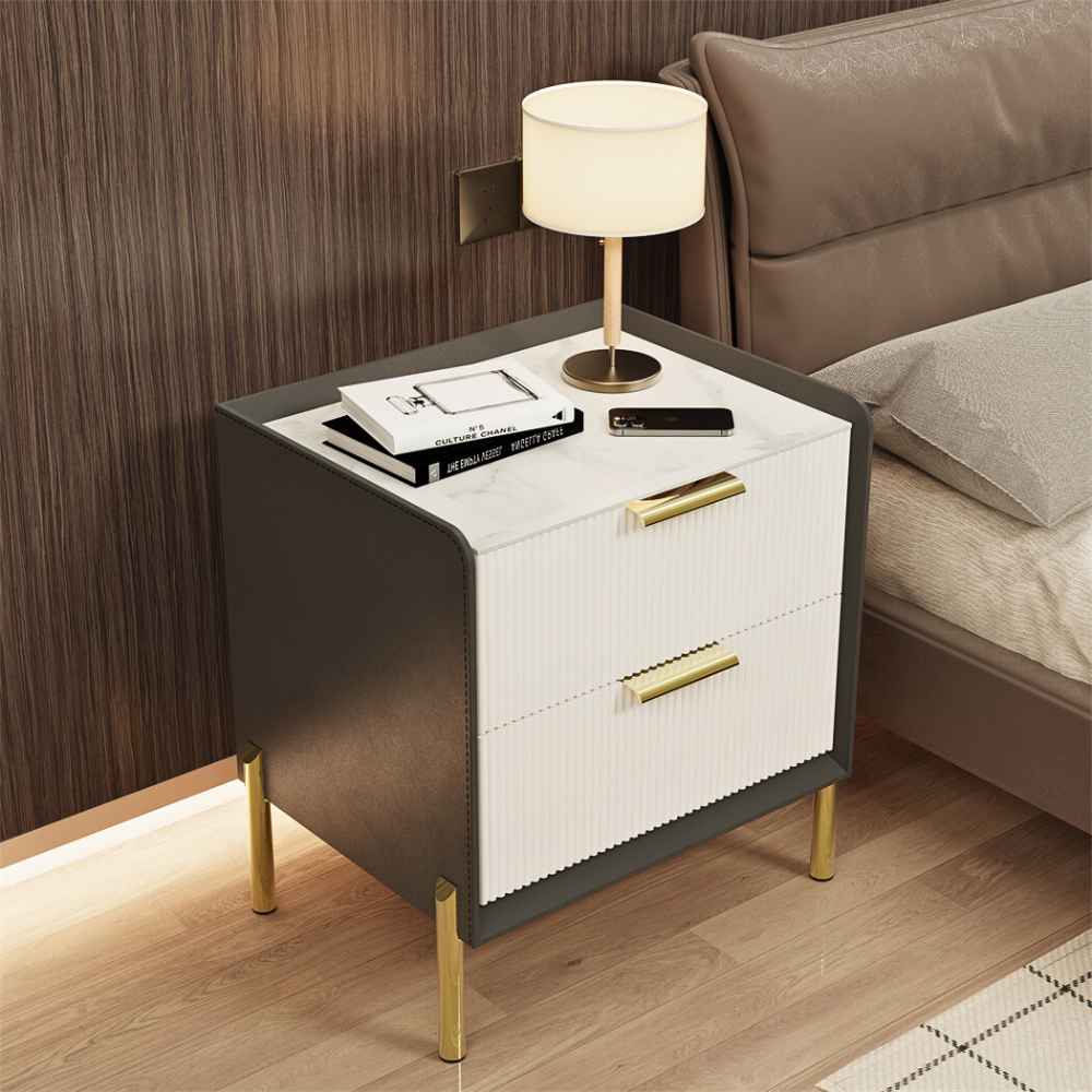 Modern White Nightstand With Storage Drawers