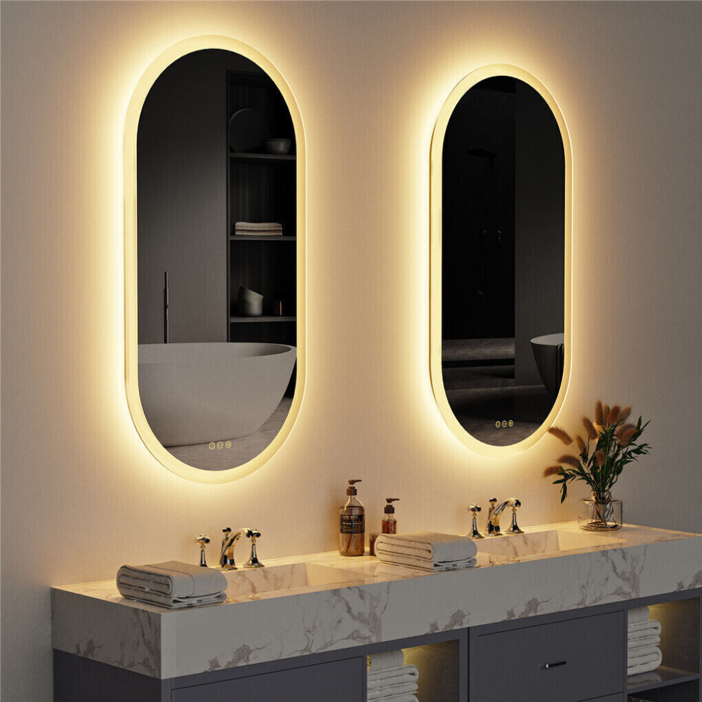 Led Backlit Bathroom Mirror Touch Sensor 3 Color Dimmable Defog Function