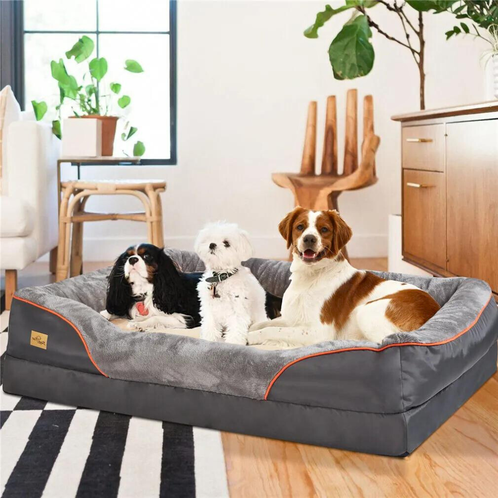 Removable And Washable Waterproof Large Dog Bed With Anti Allergy Fleece Cover