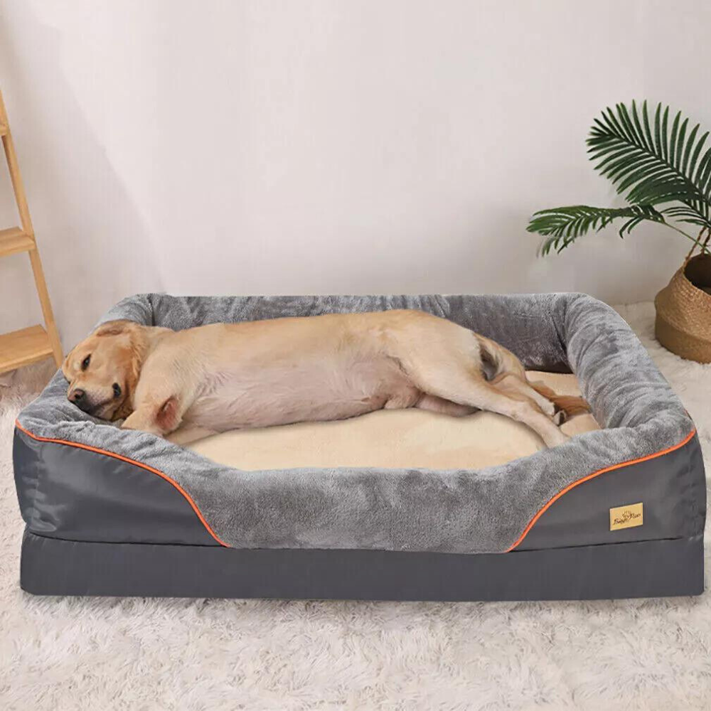 Removable And Washable Waterproof Large Dog Bed With Anti Allergy Fleece Cover