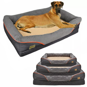 Removable And Washable Waterproof Large Dog Bed With Anti Allergy Fleece Cover