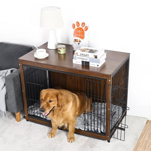 Wooden Pet Kennel Crate With Tabletop Spacious Indoor Furniture For Medium To Large Dogs