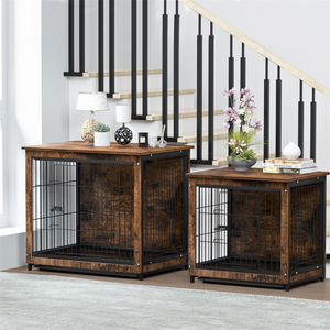 Wooden Pet Kennel Crate With Tabletop Spacious Indoor Furniture For Medium To Large Dogs