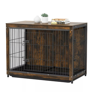 Wooden Pet Kennel Crate With Tabletop Spacious Indoor Furniture For Medium To Large Dogs