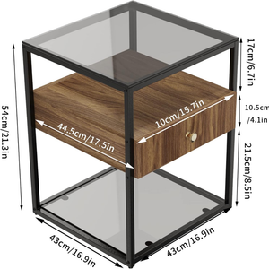Drawer 3 Tier Living Room Storage End Table