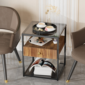 Drawer 3 Tier Living Room Storage End Table