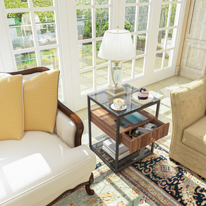 Drawer 3 Tier Living Room Storage End Table