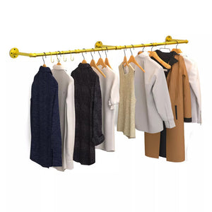 Wall Mounted Iron Clothing Storage Hanger Rod Gold