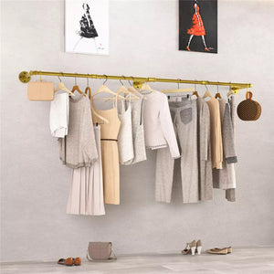 Wall Mounted Iron Clothing Storage Hanger Rod Gold