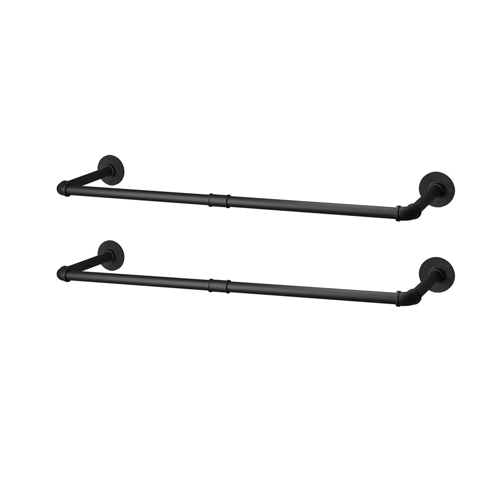 Pack Of 2 Wall Mounted Iron Industrial Pipe Clothes Rail Rack