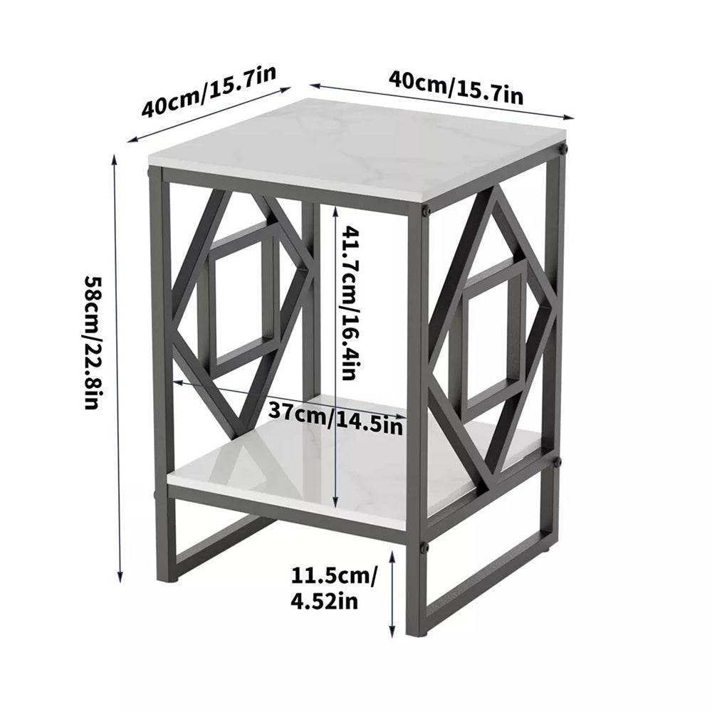 Sleek White Marble Side Table Sofa End Bedside Nightstand