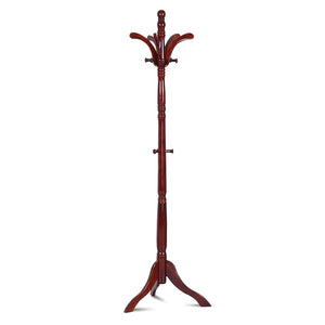 Solid Birch Wood Coat Racks Stand Floor Standing Hanger With Tripod Base