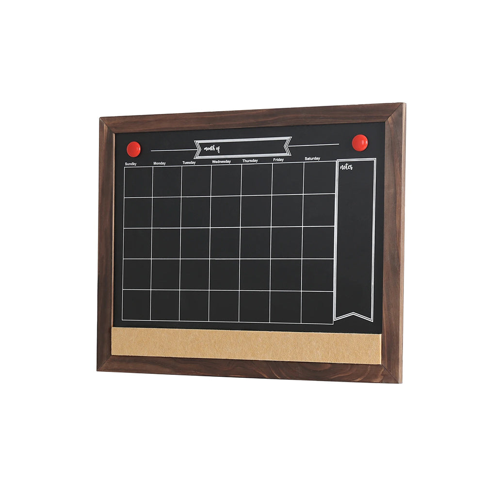 Wood Framed Calendar Magnetic Blackboard Monthly Weekly Notice Board